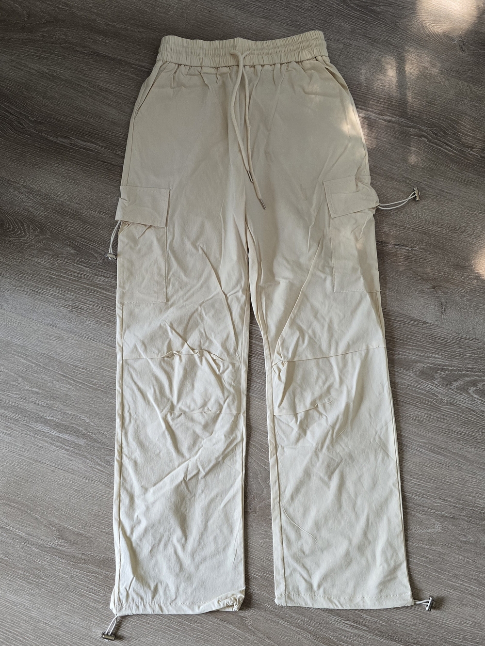 Cream Cargo Jogger Pants - Lightweight Casual Trousers